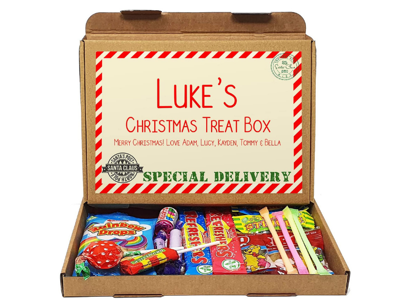 Personalised Christmas Treats Sweets Box Kids